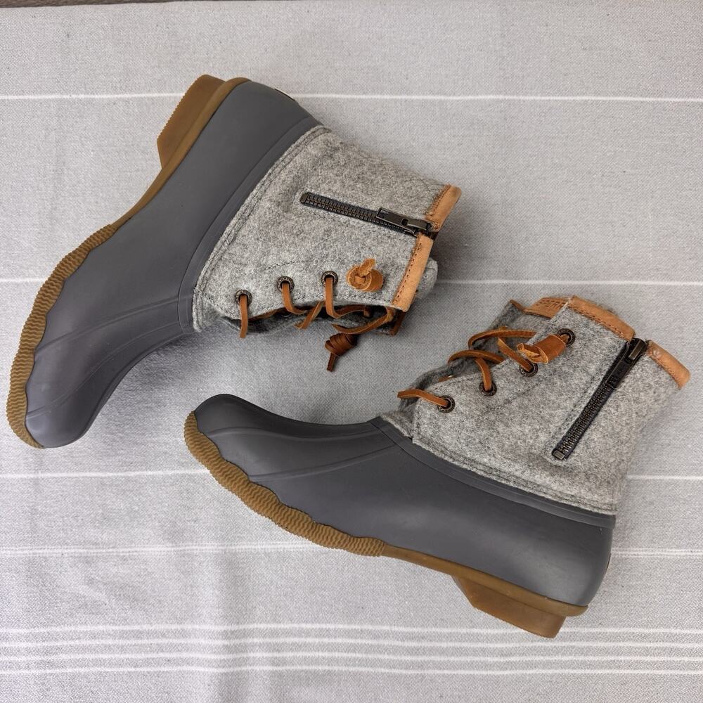 Sperry Top-Sider Saltwater Wool Embossed Waterproof Duck Boots STS82475 Gray 7.5 - Picture 11 of 15